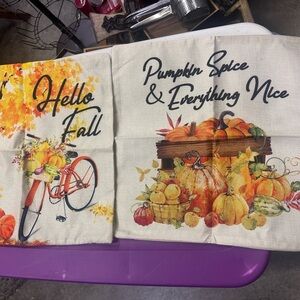 Autumn Bicycle and Harvest Pillow Covers